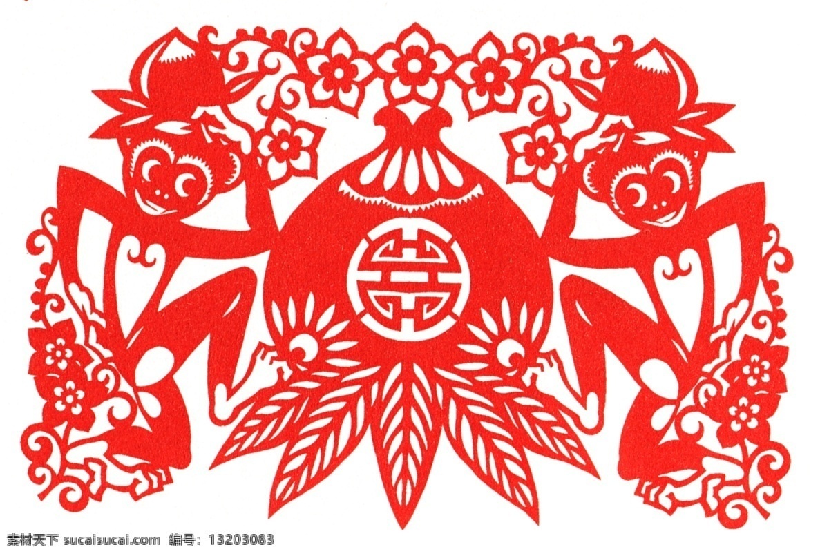 金猴献寿剪纸 猴子剪纸 寿桃剪纸 民间剪纸 传统剪纸 民间工艺 高清剪纸大图 传统文化 文化艺术