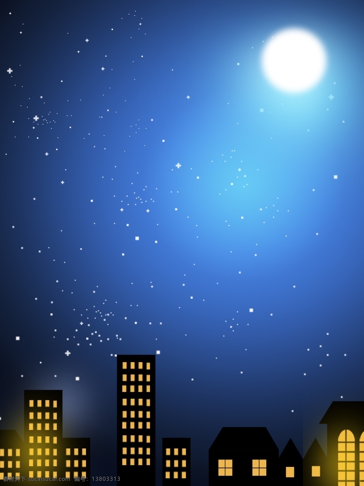 全 原创 夜色 城市 星空 背景 城市夜晚 城市背景 星空背景 简约背景 蓝色背景