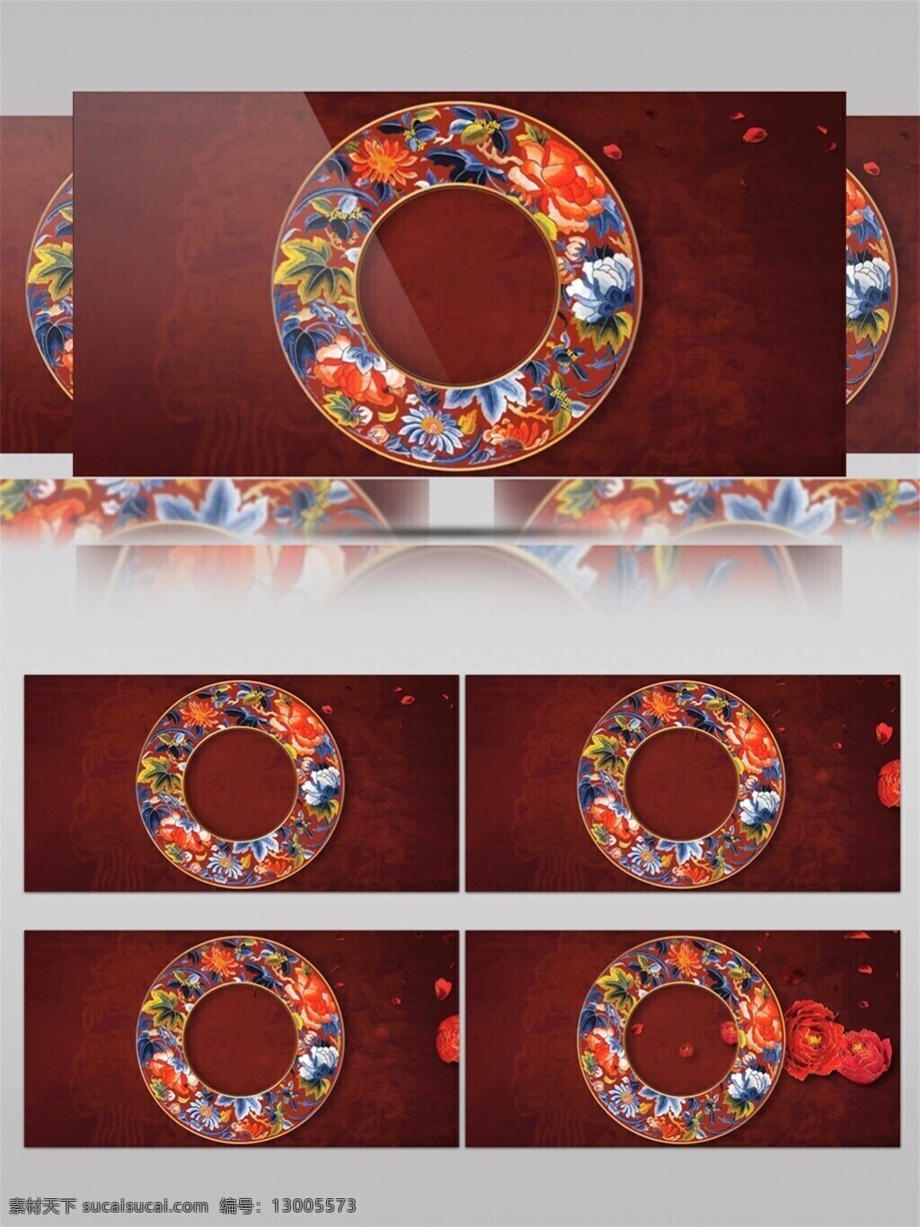 高 复古 红 圆环 清 视频 3d视频素材 复古红色 红色花环 特效视频素材 唯美大气 唯美花环 圆环花环