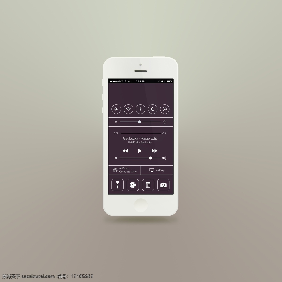 ios7 扁平 icon iphone ui wifi 播放 蓝牙 苹果 图标 音量 飞行模式 暂停 亮度 rainxieyu psd源文件