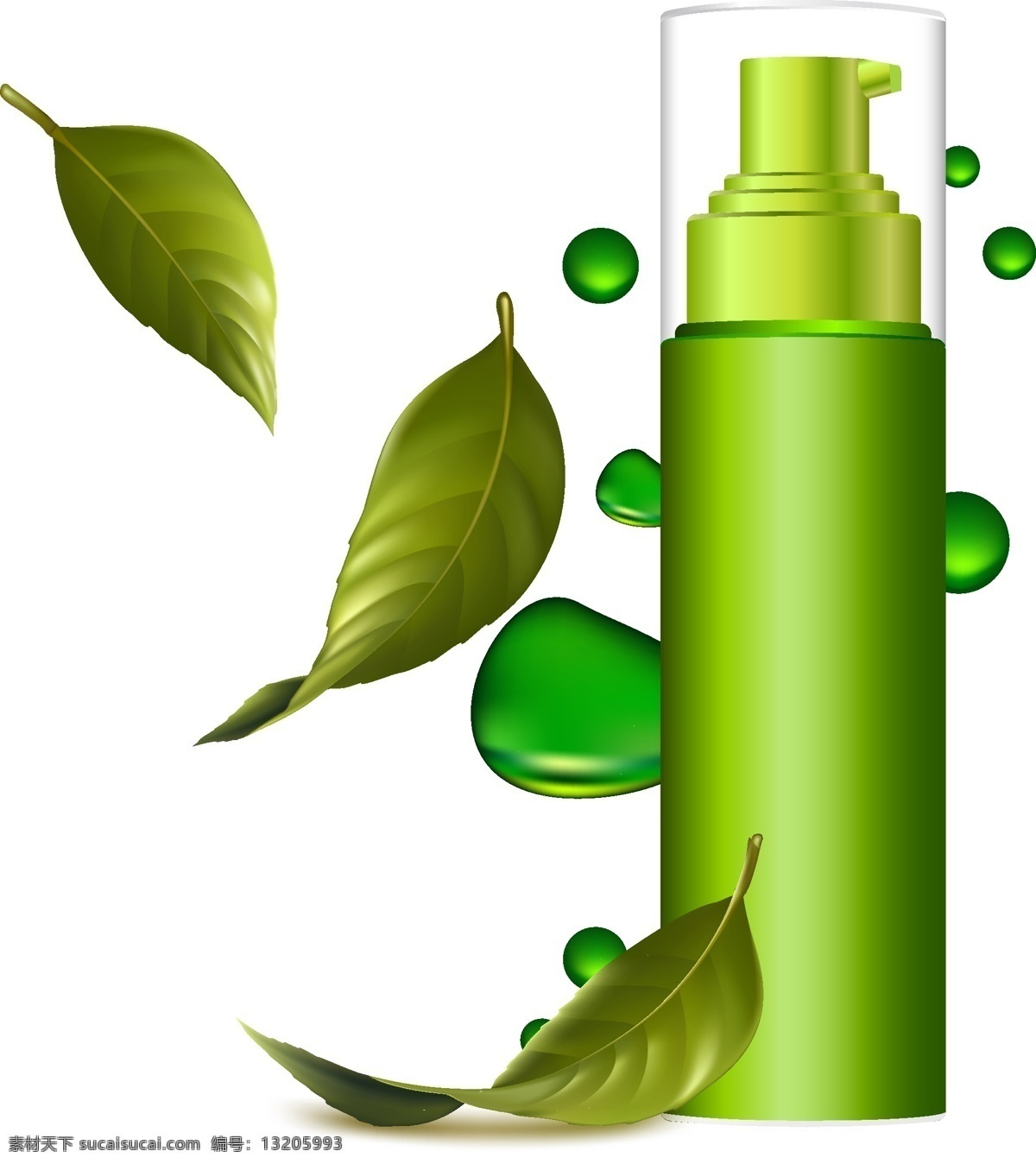 清新 绿色 树叶 护肤品 元素 绿色树叶 化妆品 ai元素 免扣元素