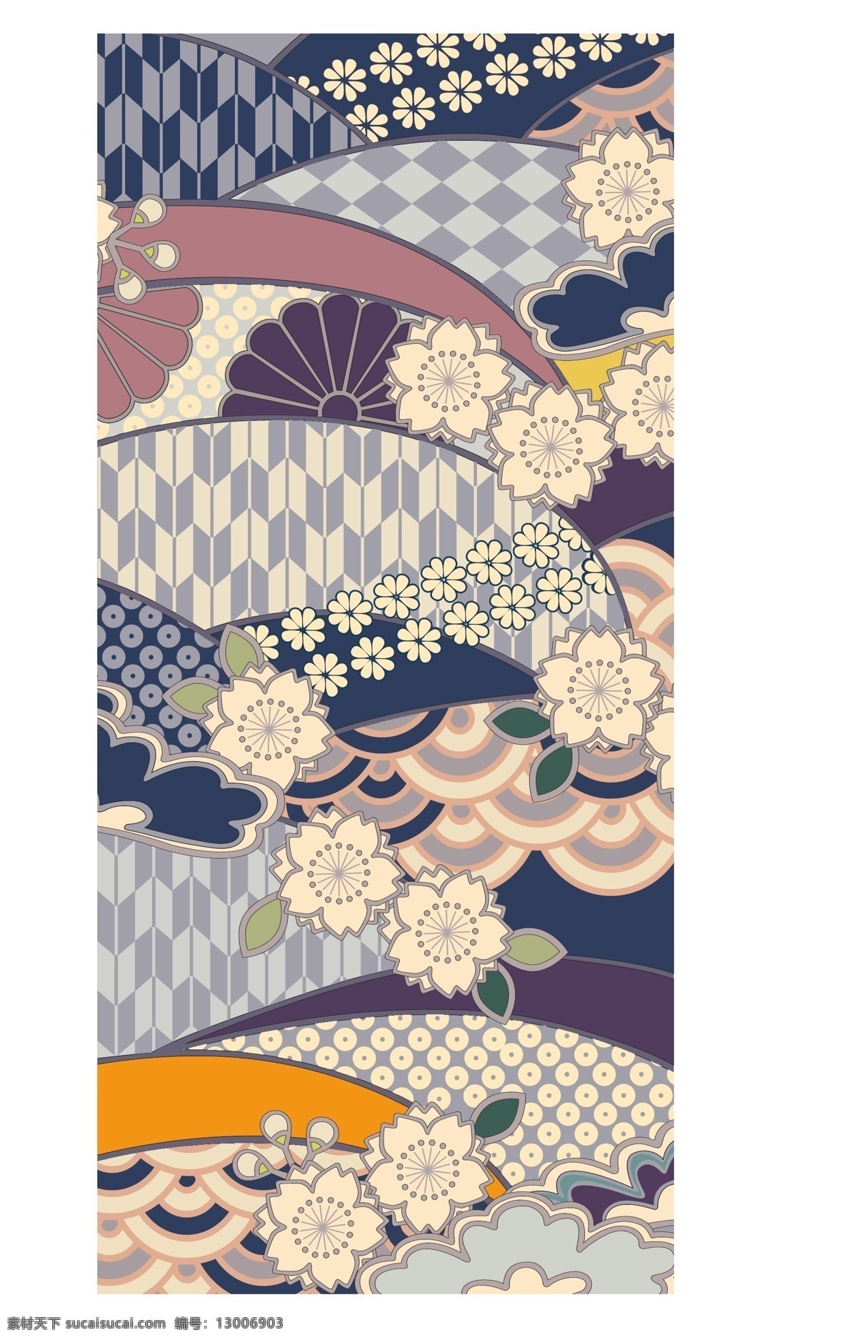 复古 日本 和风 海浪 金 鲤鱼 底纹 日式 底纹边框 背景底纹