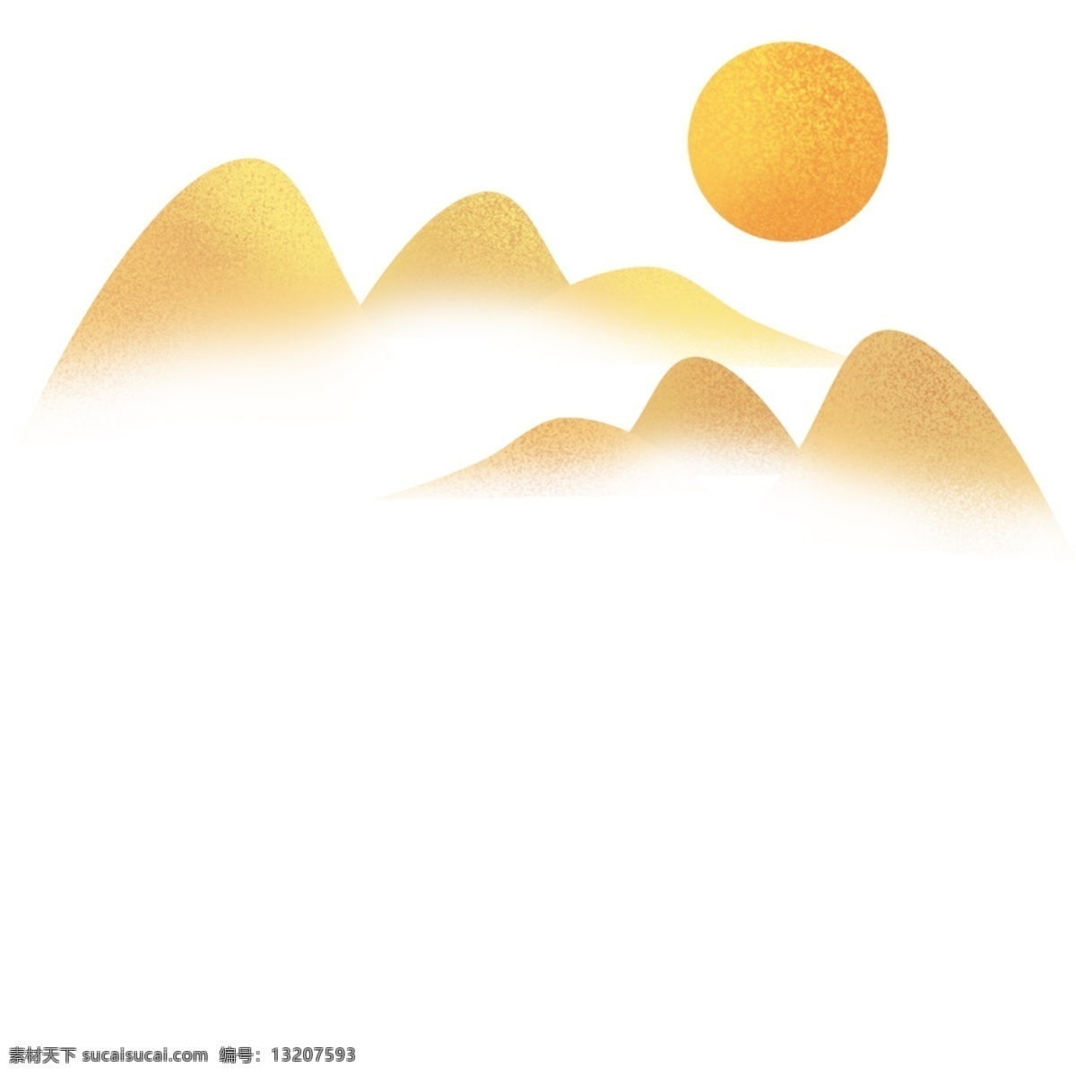 黄色 山脉 红色 太阳 元素 矢量 山连山 风景 场景 山峰