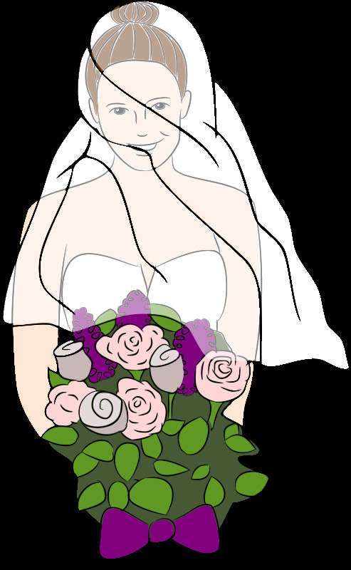新娘免费下载 花 婚礼 礼服 新娘 花哨的 面纱 插画集