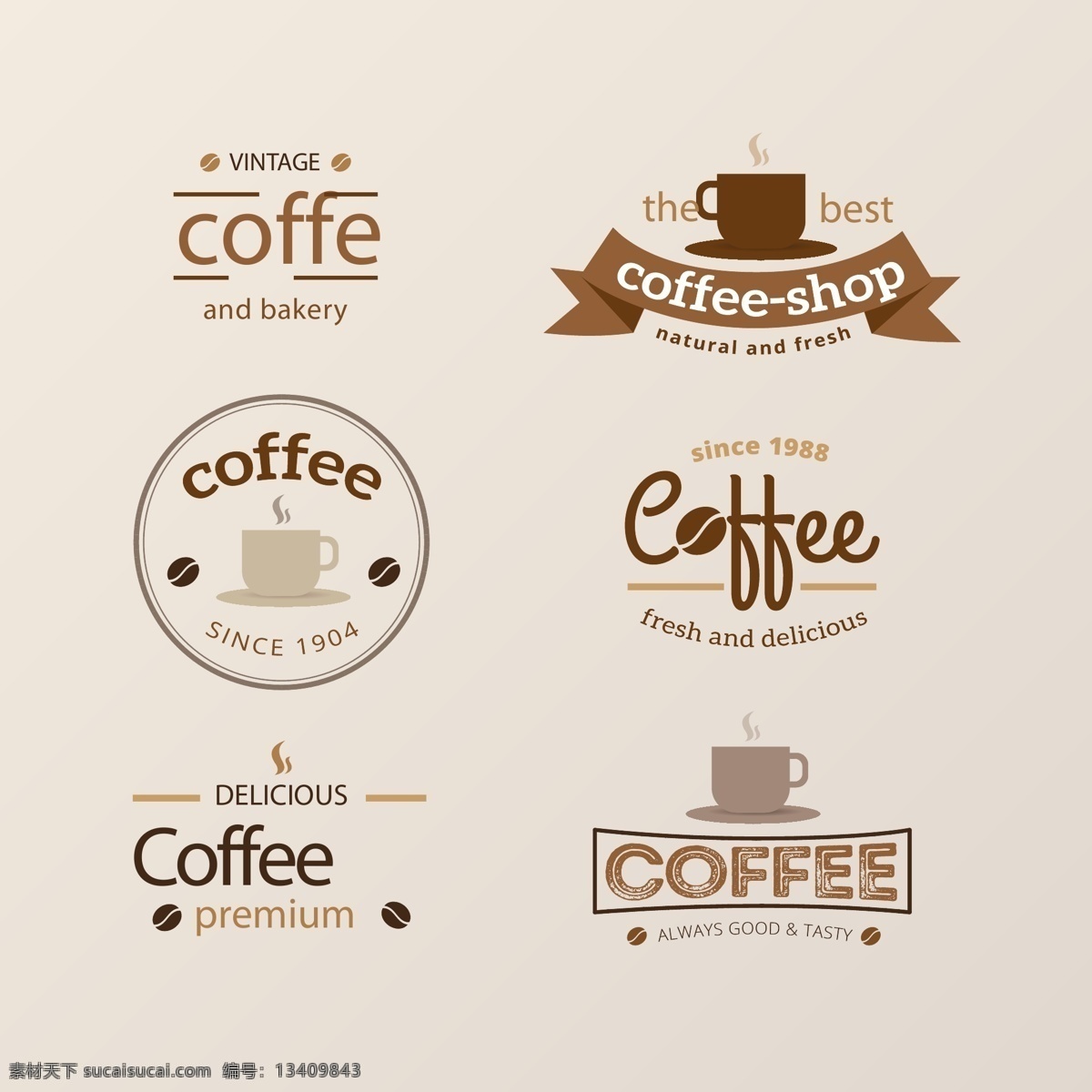咖啡 标志设计 矢量 咖啡杯 圆形 英文 欧美风 咖啡logo ai素材