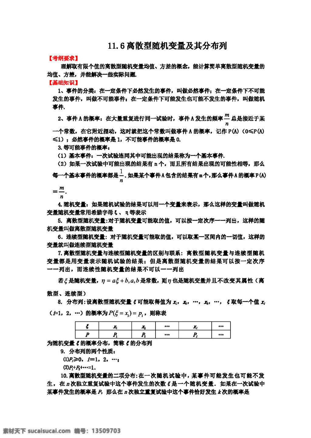 数学 人教 新 课 标 b 版 高三 一轮 复习 基础 导航 离散 型 随机 变量 及其 分布 列 高考专区 学案