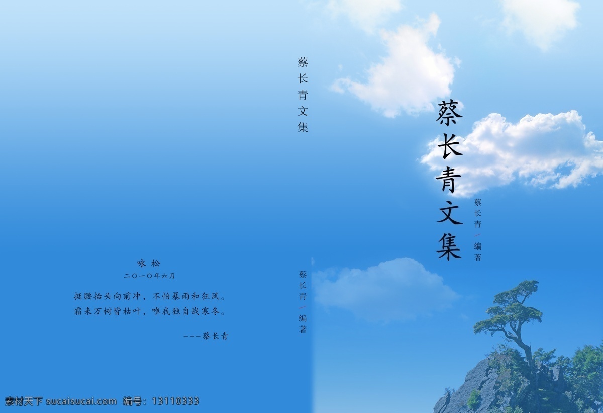 文集蓝色书皮 文集书皮 蓝色封皮 蓝天白云 企业画册 画册设计