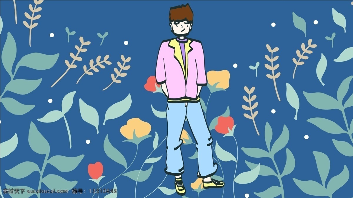 潮流 男孩 小 清新 花朵 插画 可爱 绿色 卡通人物 森系 帅气男孩 高大威武 呆萌 幽默 植被 文静 小清新 治愈系 手绘 矢量 扁平化 手机壁纸 插图 海报 童年 壁纸 背景 配图 朋友圈背景 文章配图