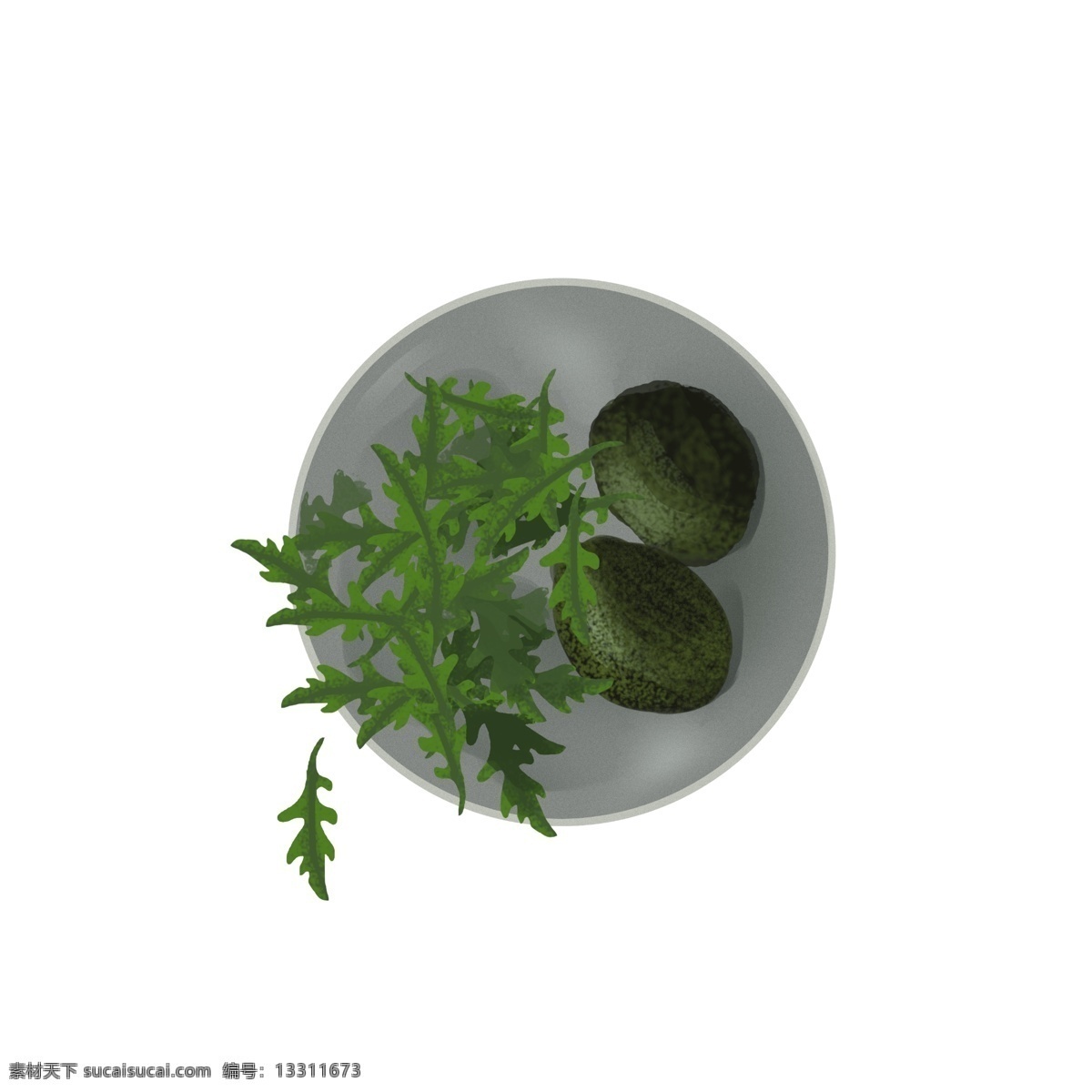 手绘 装 艾 草 青团 陶 盘 食物 艾草 清明节 墨绿色 美食 清明节食物 卡通青团 手绘青团 美味食物 艾叶