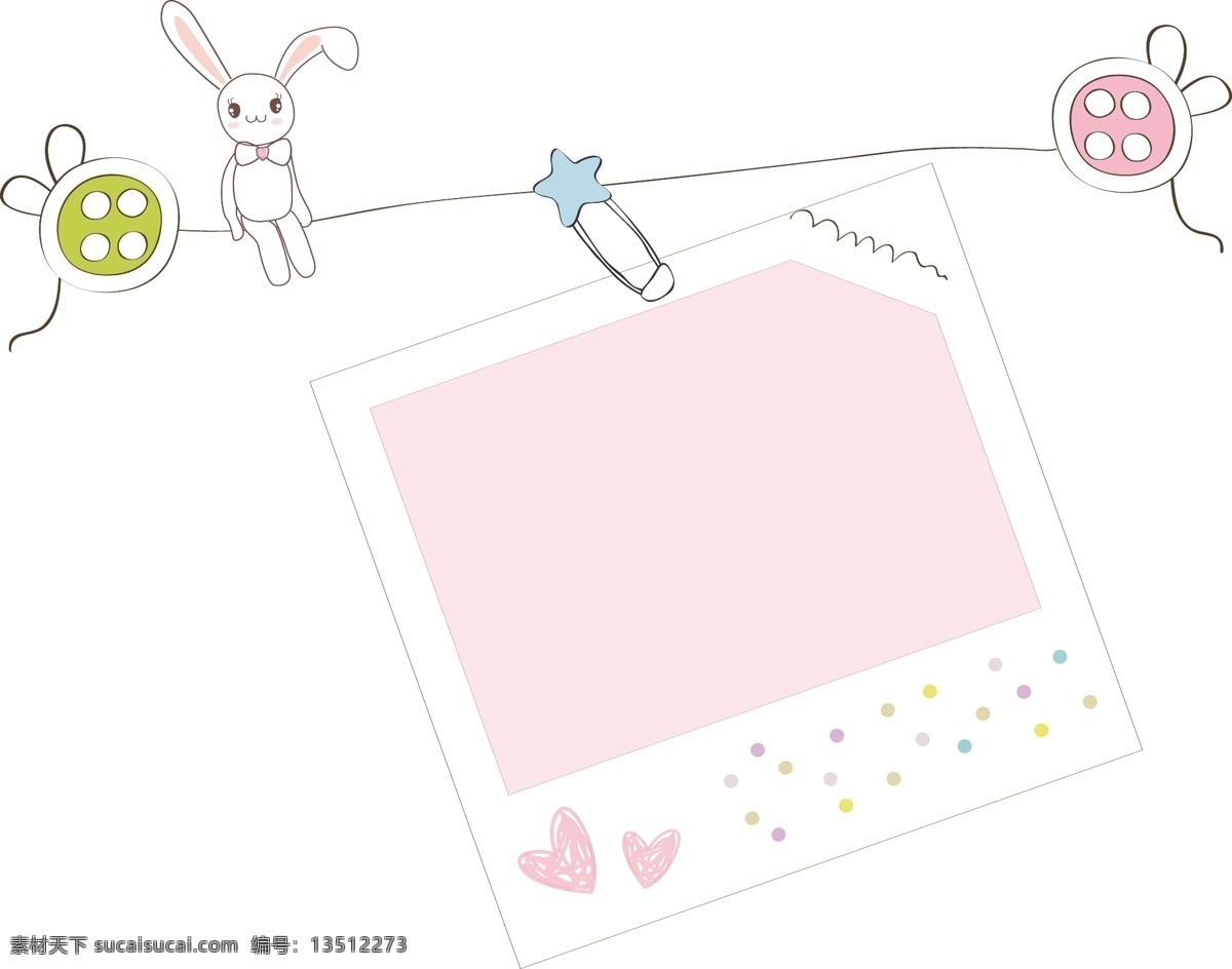 挂 粉色 文案 背景 卡通边框 小兔子 粉色心形 文案背景 活动边框 彩色纽扣 线条 背景装饰 挂饰