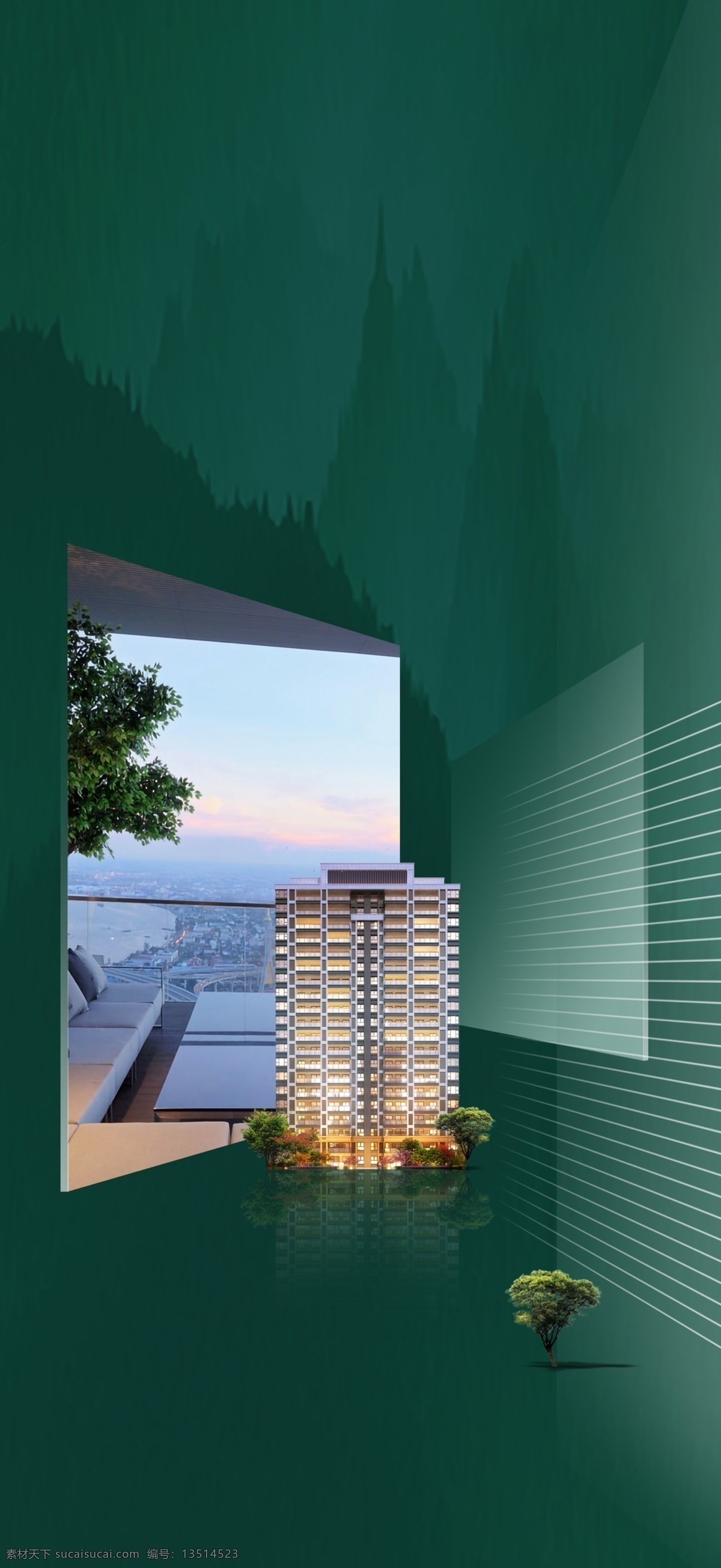 地产 价值 点 微 信 展板 绿色 系列 稿 价值点 微信 公园 环境 洋房 背景 分层 室内广告设计