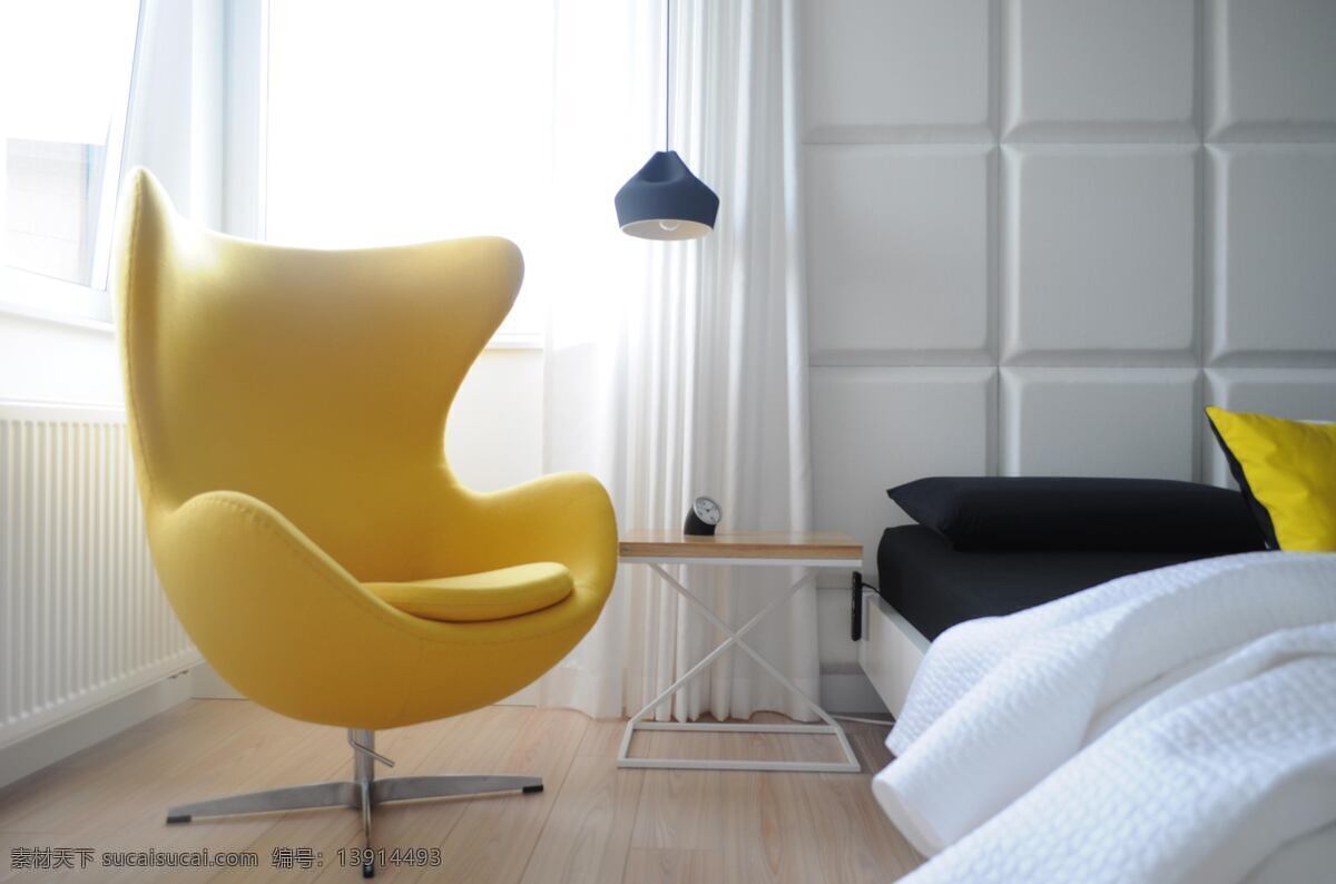 简约 卧室 黄色 椅子 装修 效果图 床 软装效果图 室内设计 展示效果 房间设计家装 家具