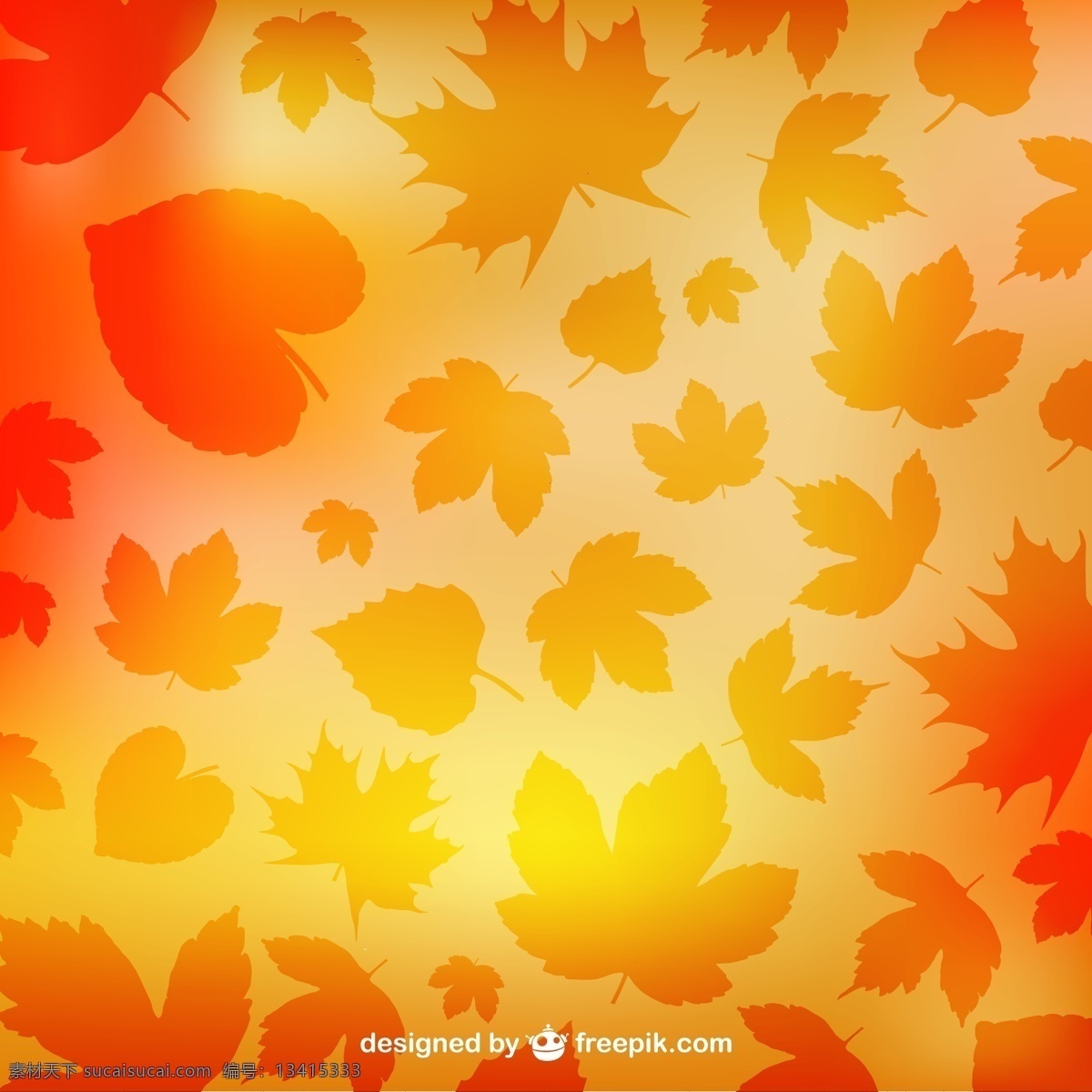 秋天 树叶 剪影 图案 模式 叶 秋 橙色