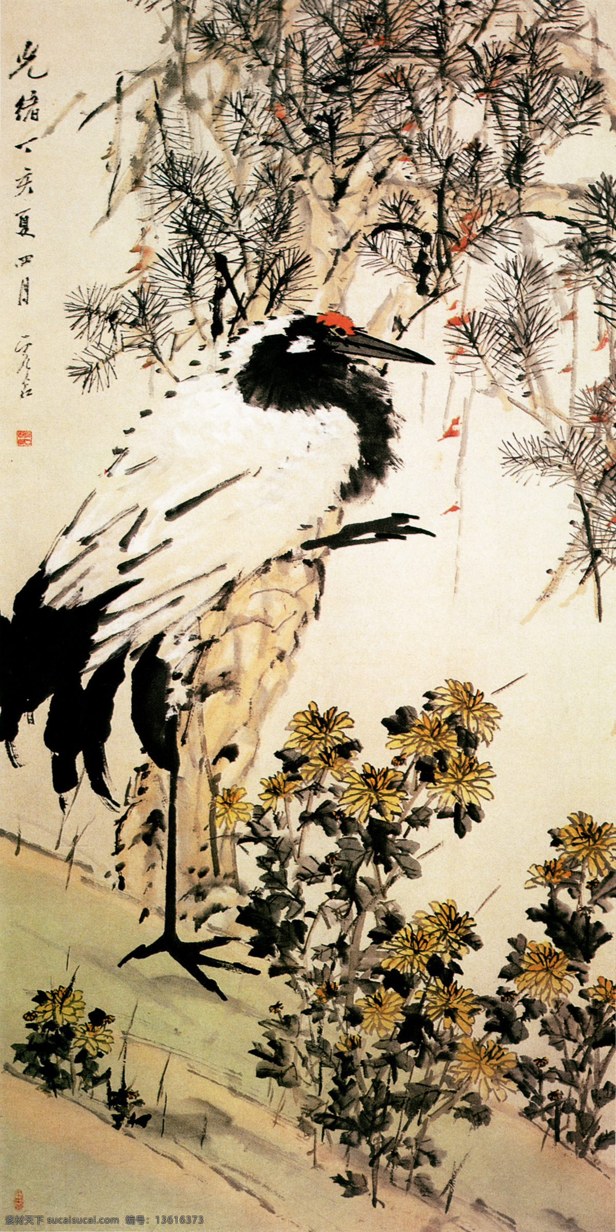 松鹤延年图 文化艺术 绘画书法 花鸟名画 设计图库