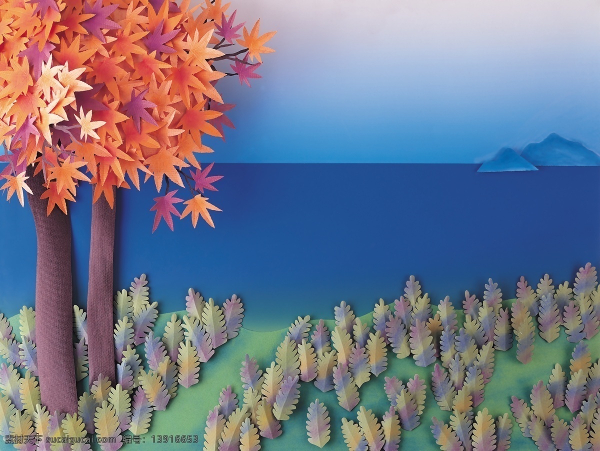 红枫 背景 墙 背景墙 壁纸 枫树 湖水 立体画 山 自然风景 zybj062 重友3 红色枫叶 风景写意 装饰素材
