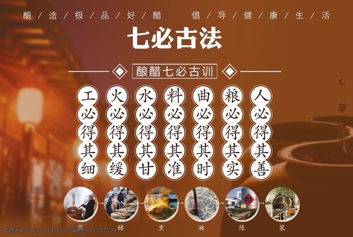 七 必 坊 古法 宣传 展板 制作工艺 平房 灯笼 大缸 酿醋 七大古法 展板模板