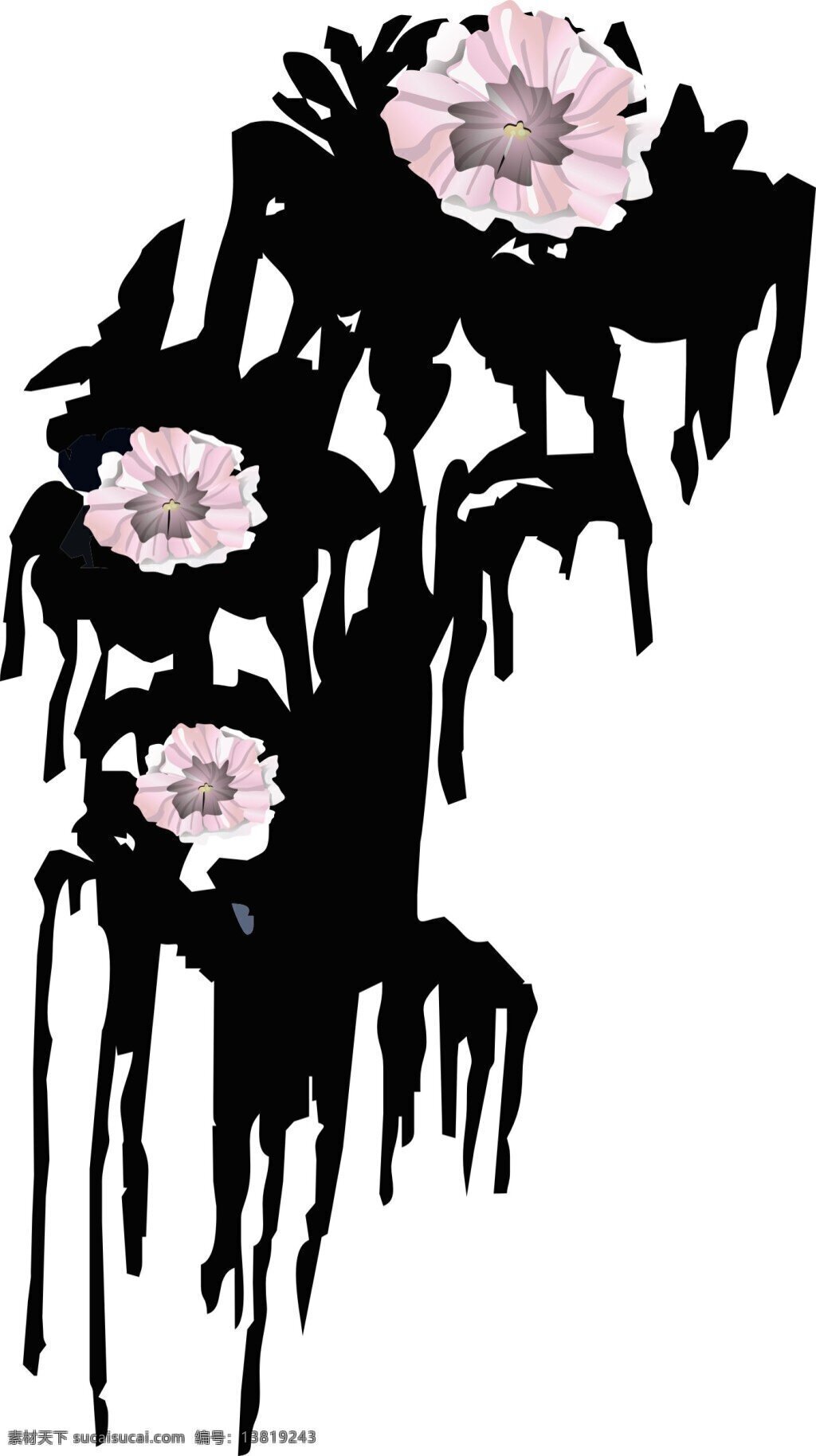水墨画 图案 花型 花水墨画 印花图案 服装设计 白色