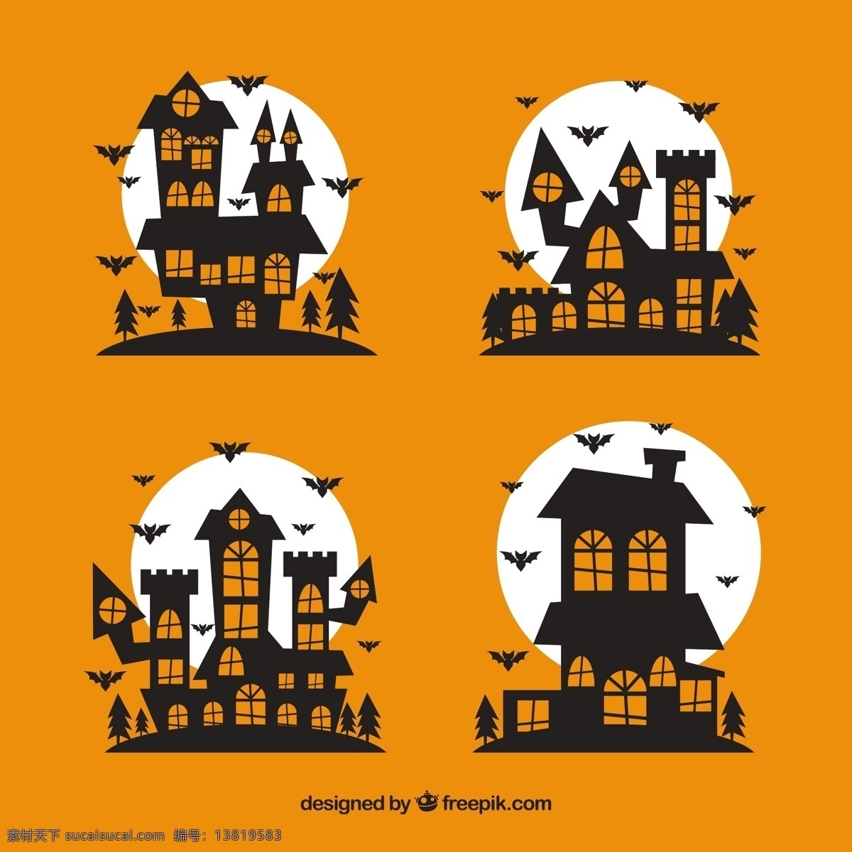 万圣节 房子 党家 剪影 庆祝节日 城堡 房屋 恐怖 轮廓 邪恶 可怕 大厦 十月 可怕的魔法 橙色