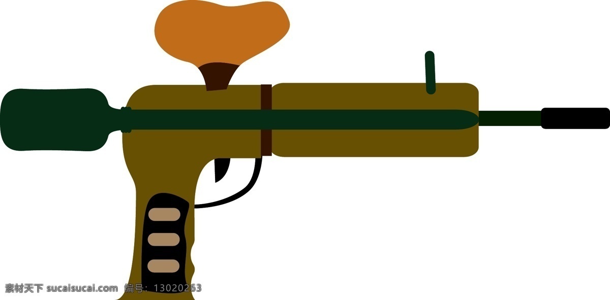 手绘 玩具 水枪 插画 卡通插画 儿童玩具插画 棕色的水带 玩具的水枪 手绘水枪插画 打水仗的枪械