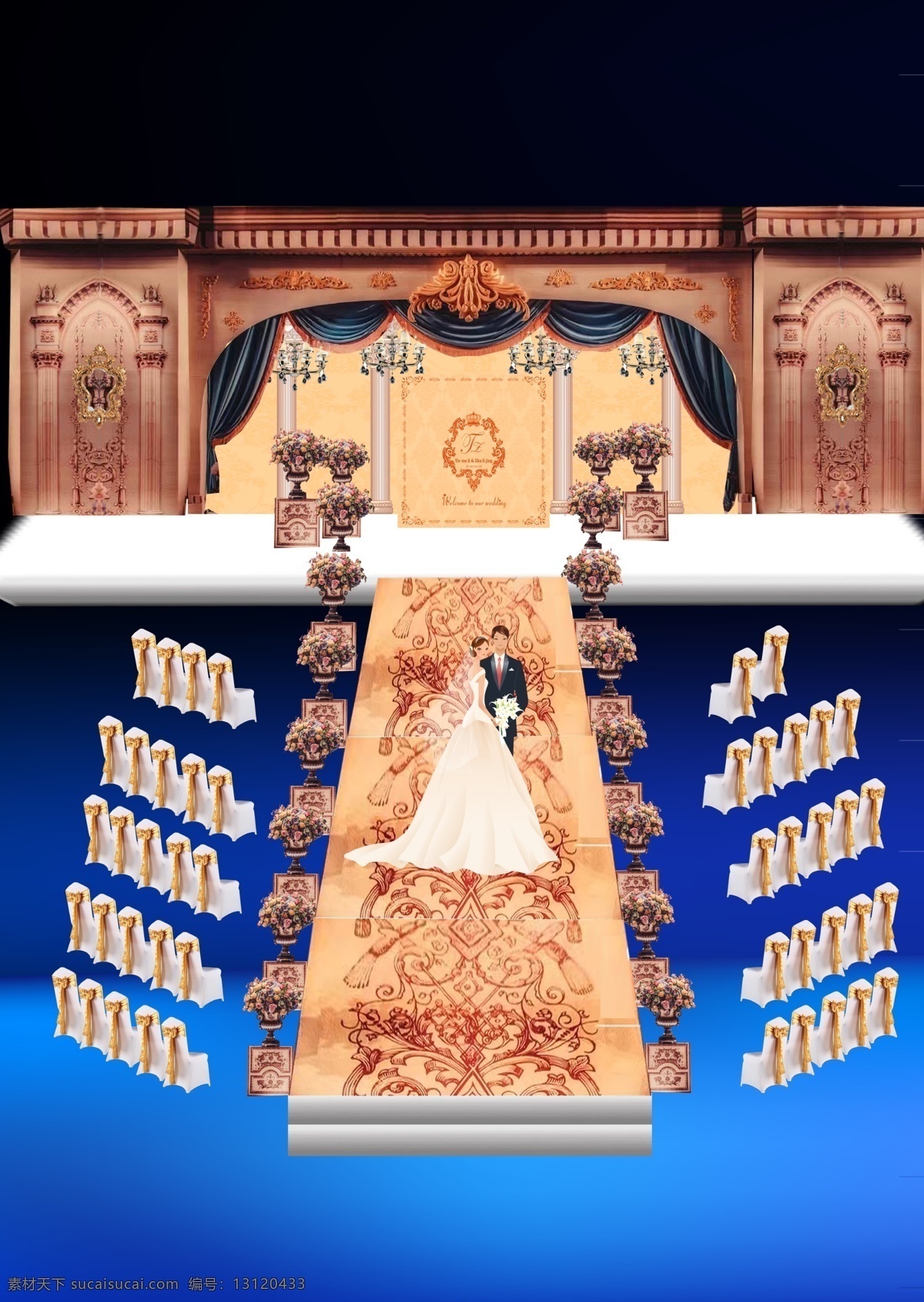 婚礼 背景 效果图 婚礼背景 欧式复古 巴洛克 工装 婚庆 结婚