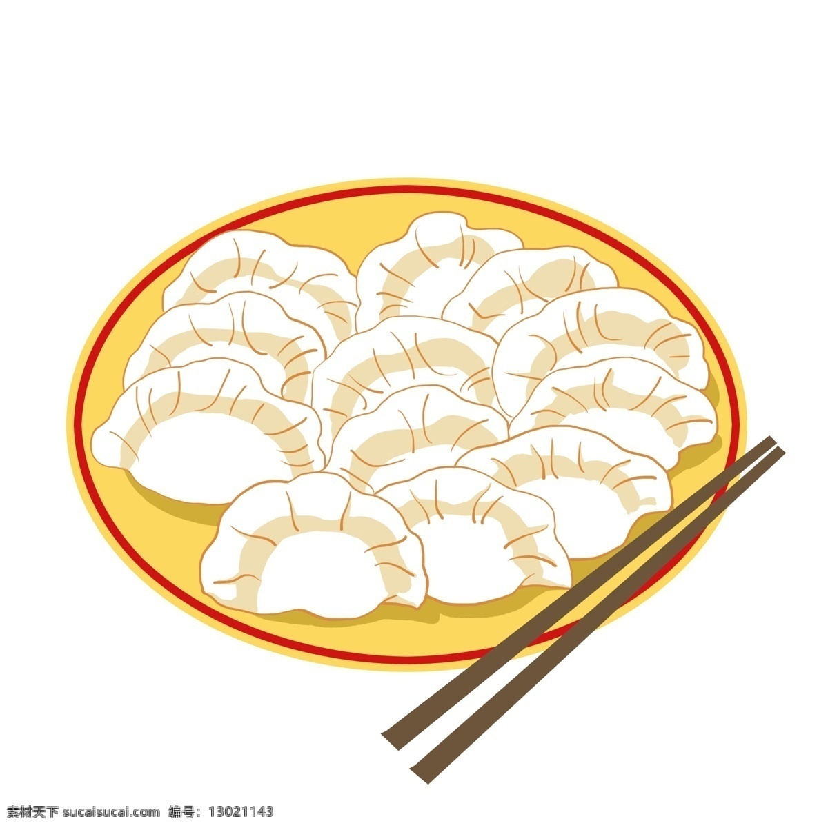 手绘 卡通 盘 水饺 冬至 冬至饺子 一碗饺子 一盘饺子 黄色盘子 饺子 卡通水饺 冬至美食 食物 冬季食物
