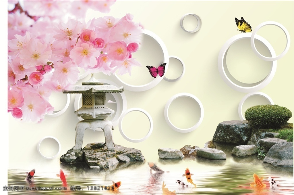 3d背景墙 背景墙 立体背景图 3d画 桃花背景 分层 背景素材