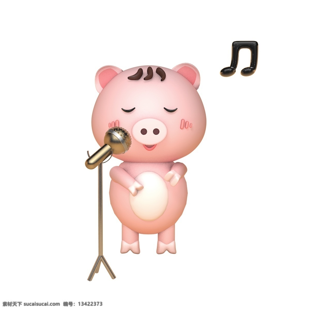 2019 生肖 猪 猪年 原创 商用 元素 音乐 音符 动物 春节 人物 过年 新年 粉嫩 q版 c4d 卡通 手绘 节日 公仔