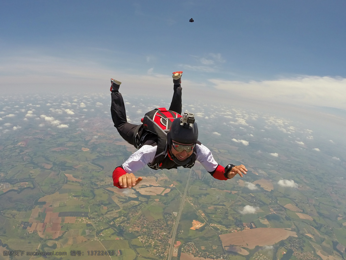 空中 跳伞 运动员 跳伞运动 鸟瞰风景 田园风光 极限运动 体育运动 生活百科