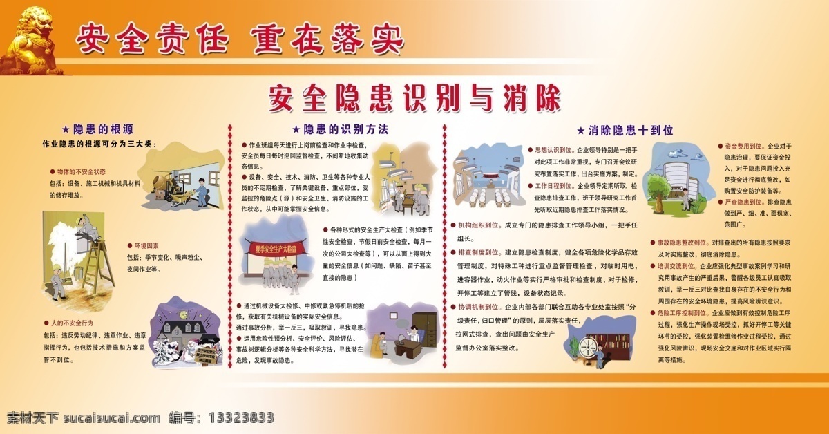 安全责任 重在落实 安全 隐患 消除 企业安全生产 安全常识 展板模板 广告设计模板 源文件
