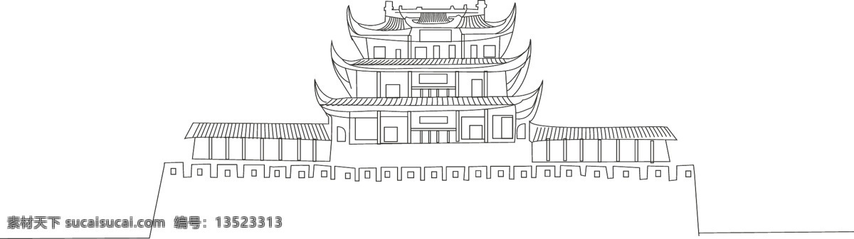 长沙天心阁 长沙 城市 建筑 矢量 天心阁 线描 城市建筑 建筑家居