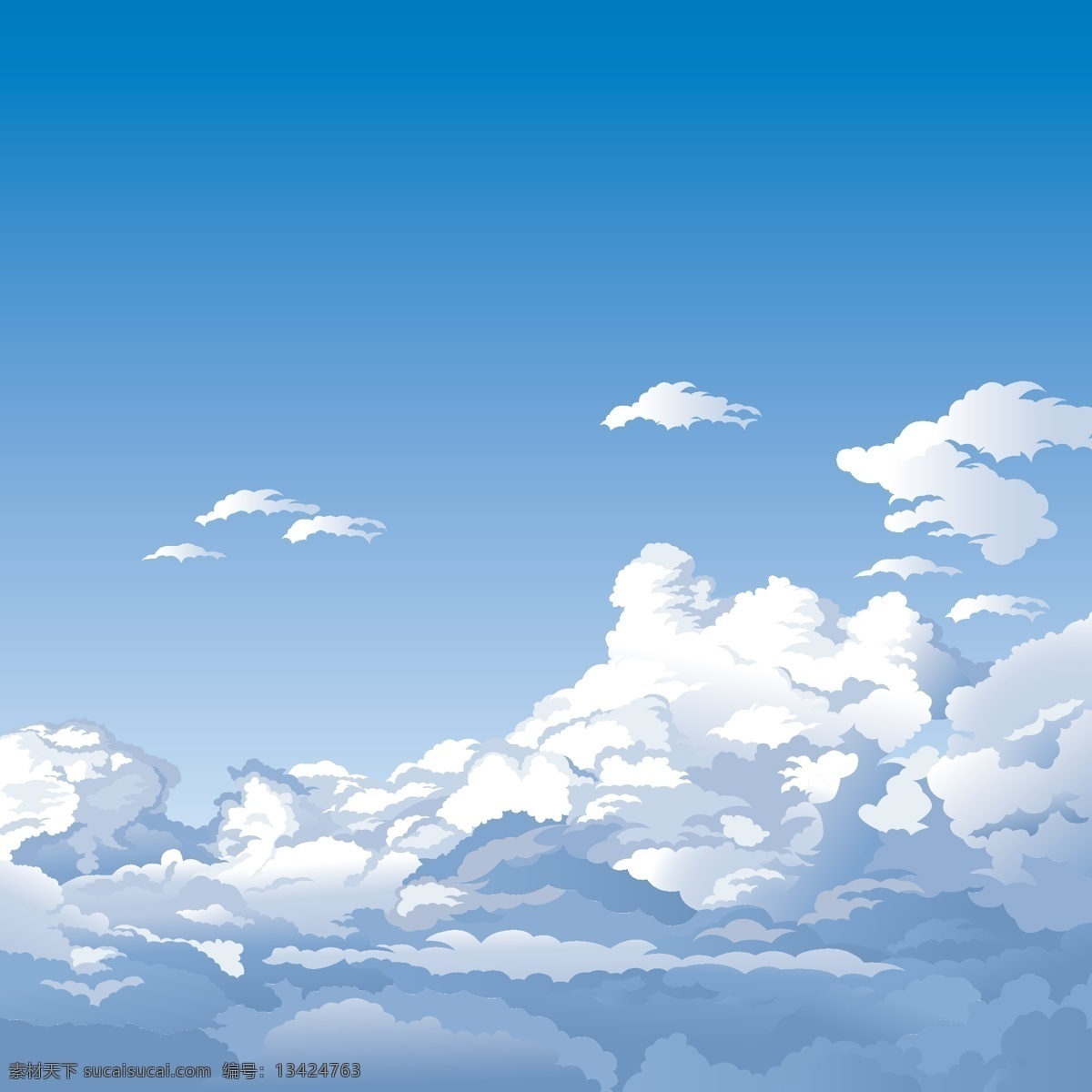 卡通 蓝色天空 矢量 插图 景观 漫画 云 海拔 蓝色的天空 矢量图 其他矢量图