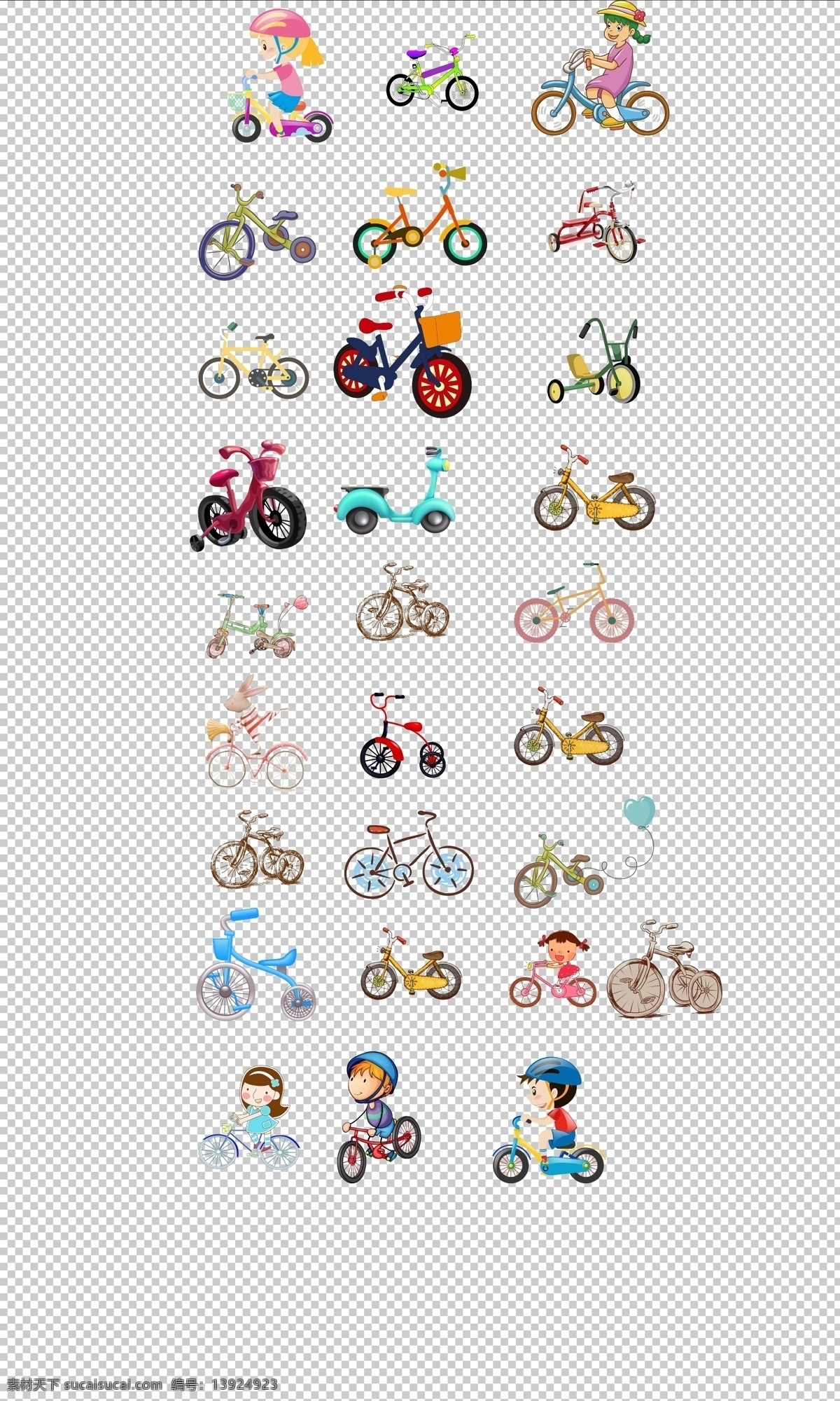 自行车 单车 手绘 儿童 自行 车骑 手 绘儿童自行车 骑自行车 小朋友 可爱 脚踏车 免抠 透明 分层