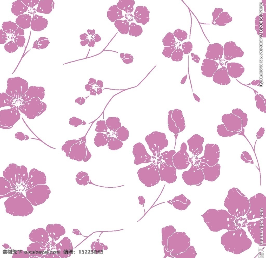 小碎花 梅花 花 数码印花 方巾 丝巾 花素材 手绘花 四角回位