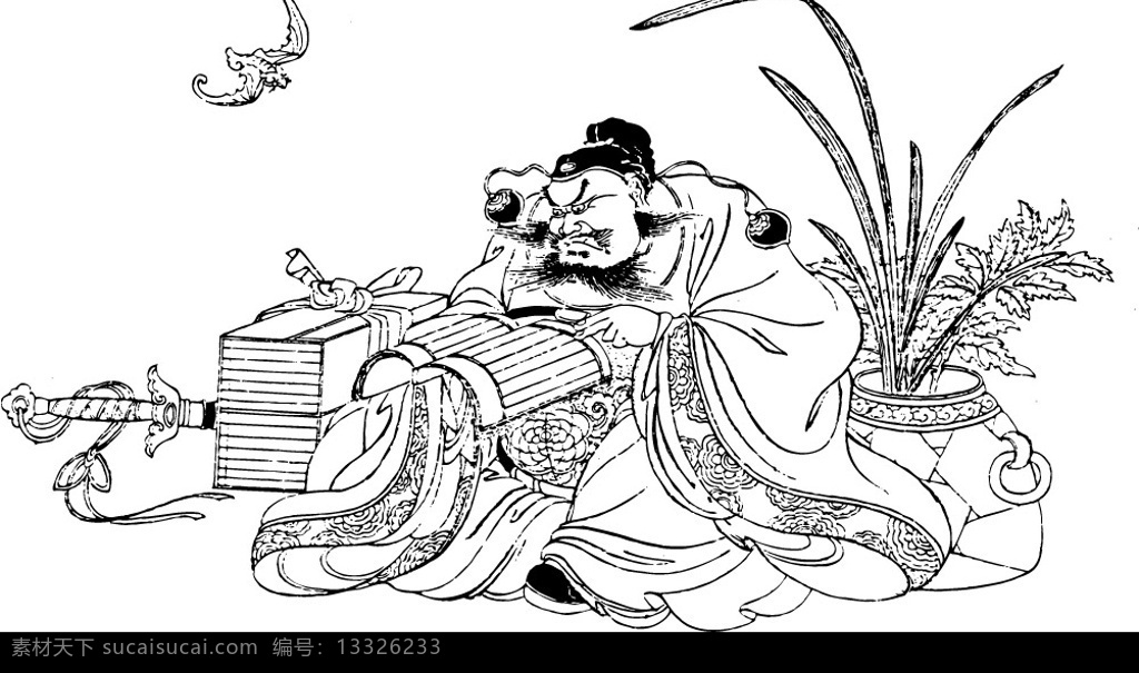 吉祥图腾 钟馗 书 瓶花 蝙蝠 宝剑 其他矢量 矢量素材 矢量图库