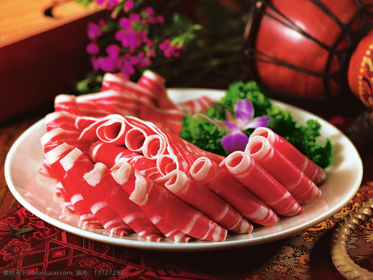 羊肉卷 火锅原料 火锅 香菜 食材 美食 涮羊肉原料 餐饮美食 食物原料