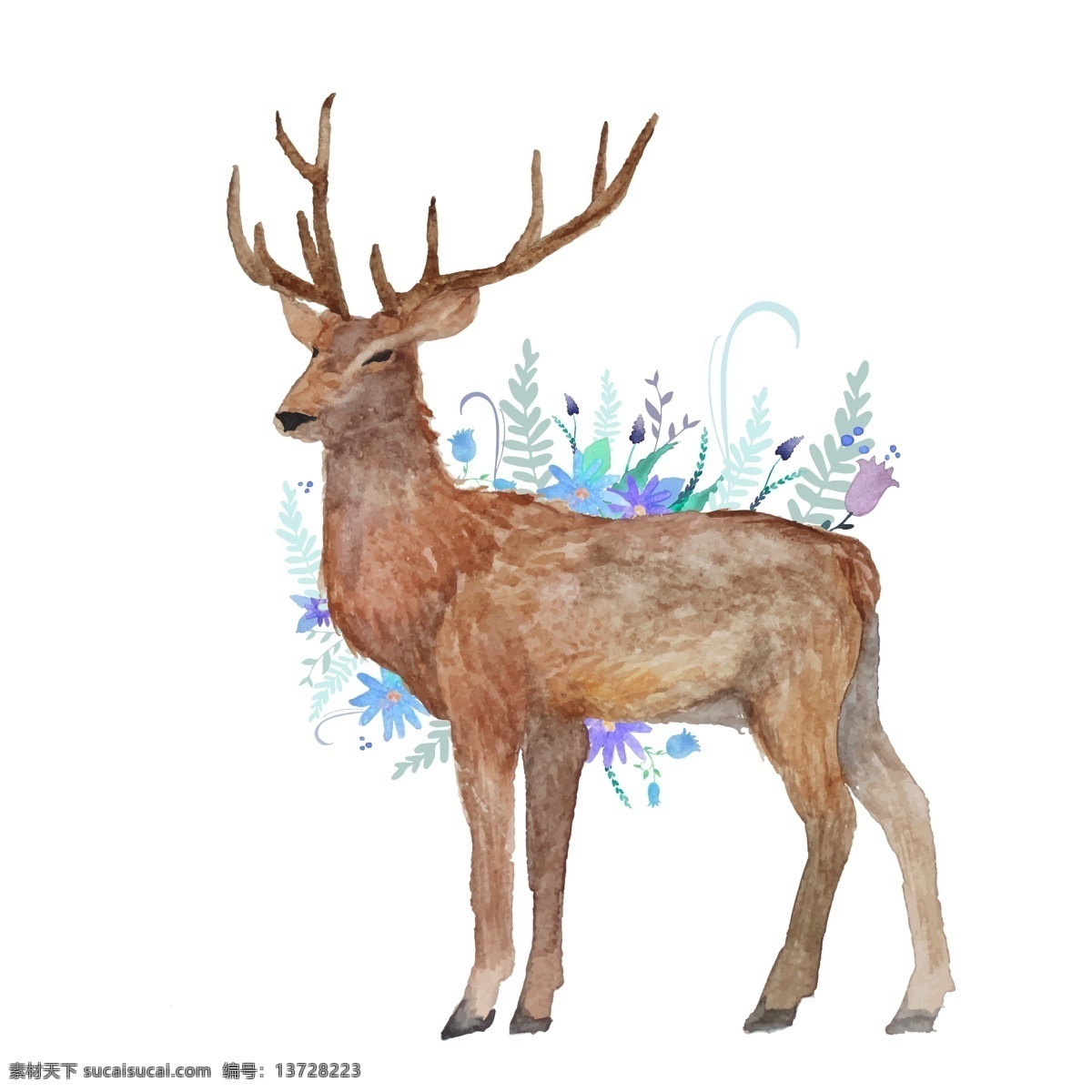 小鹿 卡通 森林动物 麋鹿 ai矢量图 装饰插画 印刷背景图 设计素材 插画 梅花鹿