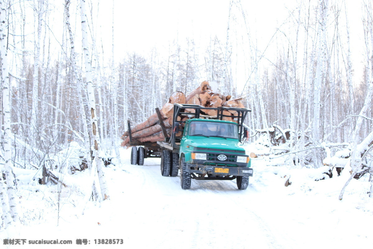 冬季 运材 车 树木 现代科技 冬季运材车 额尔古纳 莫尔道嘎 冬雪 农业生产 矢量图 日常生活