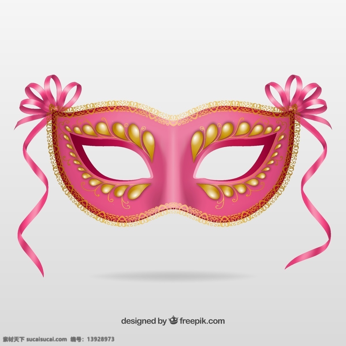粉色 面具 矢量 丝带 蝴蝶结 嘉年华 狂欢节 化妆舞会 矢量图 ai格式 白色