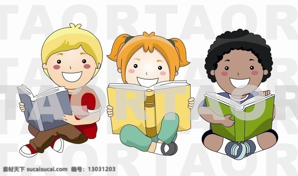 卡通 外国 小孩 读书 矢量 中国 儿童 儿童幼儿 矢量人物