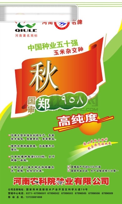 杂交 玉米 海报 　 秋 乐 标志 艺术 字 河南 名牌 种业 其他海报设计