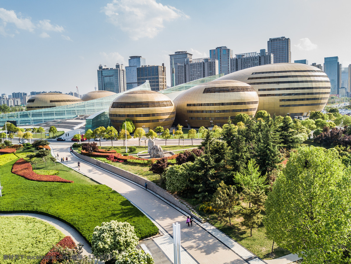 郑东新区 艺术中心 鸟瞰图 郑州 俯视 东区 建筑园林 建筑摄影