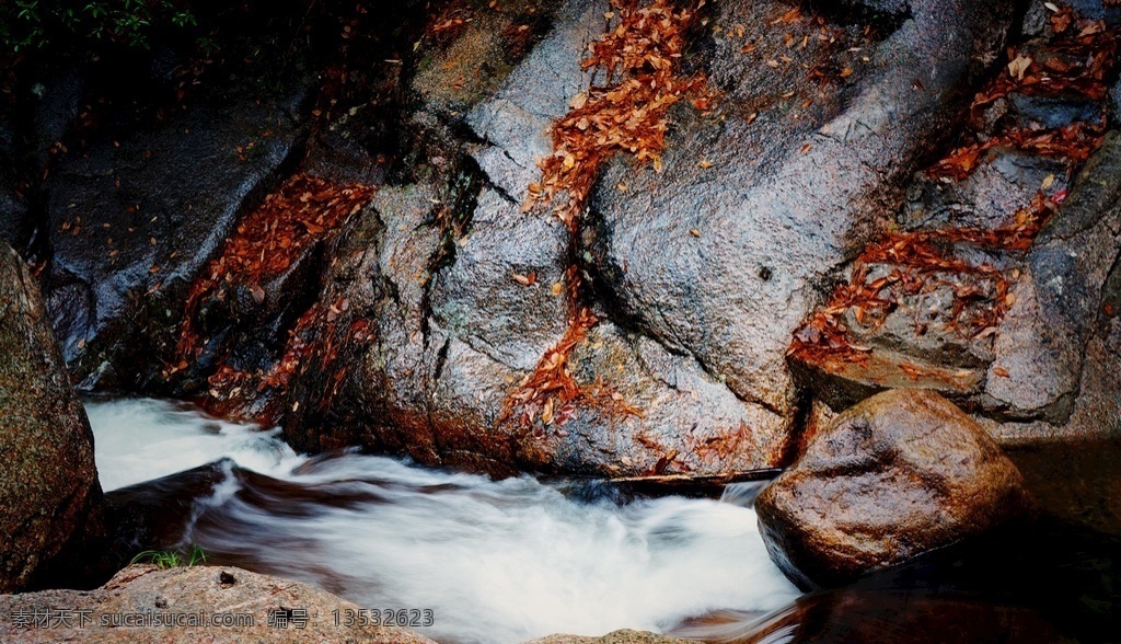 秋叶 光雾山 红叶 水石 秋 水 自然景观 山水风景