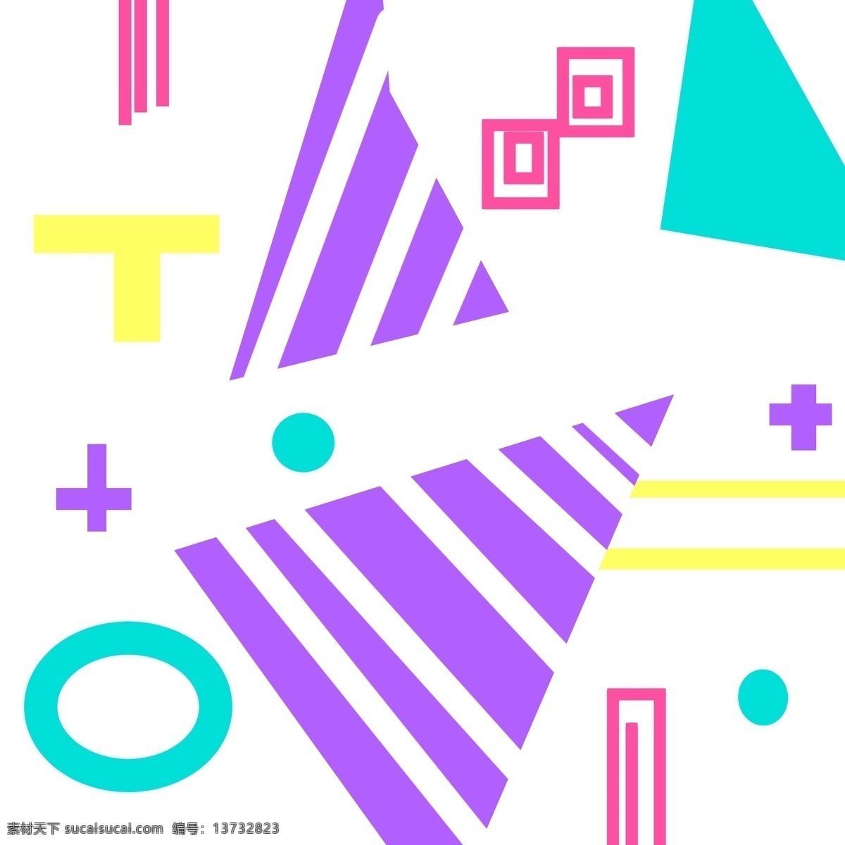 不规则 几何图形 插画 紫色三角形 孟菲斯 圆点 条纹 图形 几何装饰图形