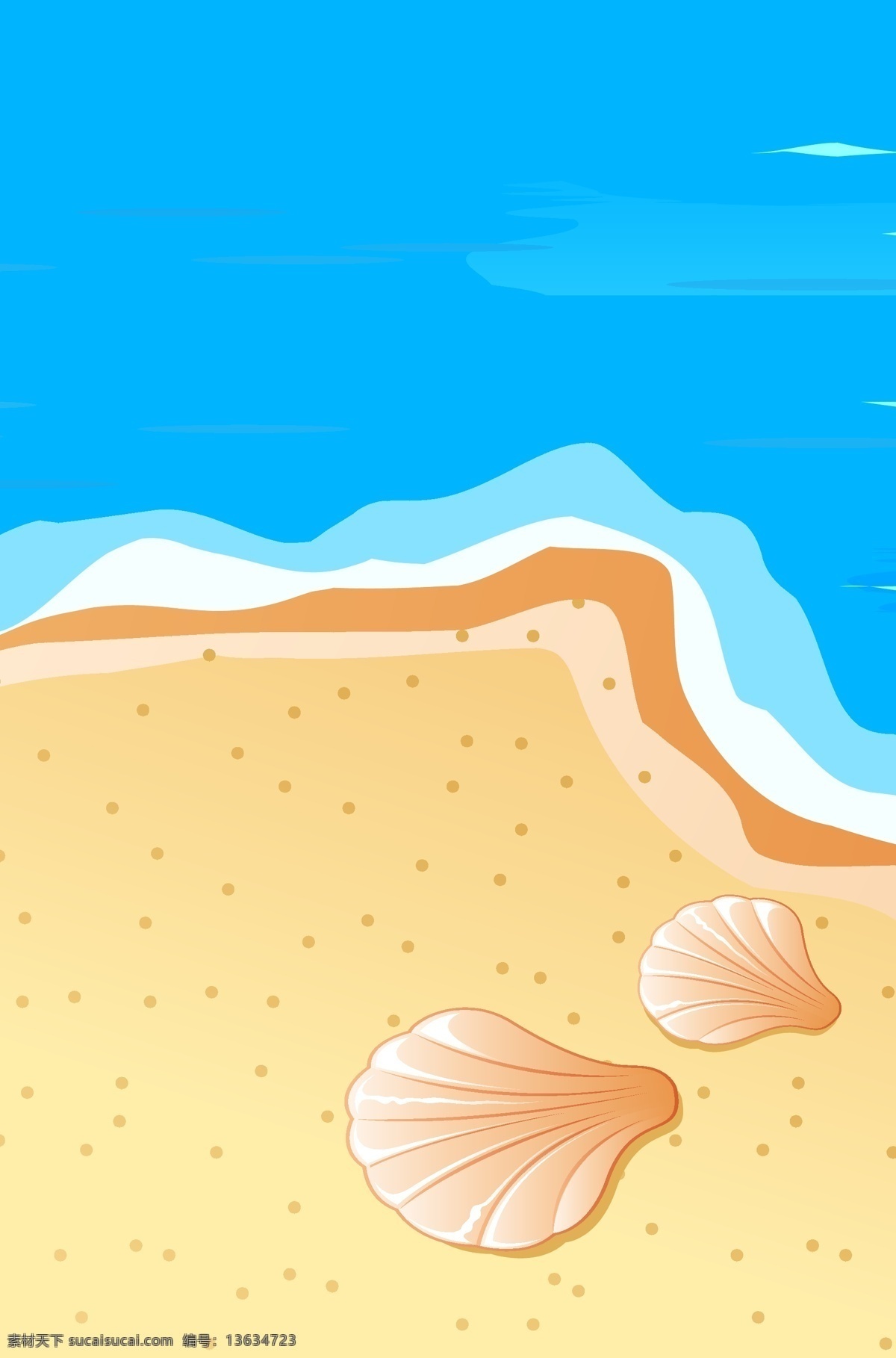 简约 沙滩 海滩 风景 背景 模板 旅游 景色 清爽 大海 天空 贝壳 分层文件 源文件 高清背景 设计素材 创意合成