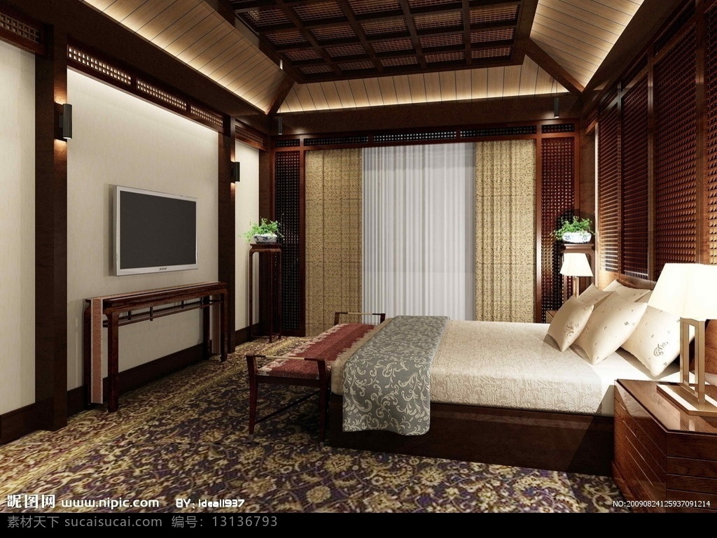 中式装修 套房 装修效果图 室内 房间 明清家居 木格 3d效果图 3d作品 3d设计