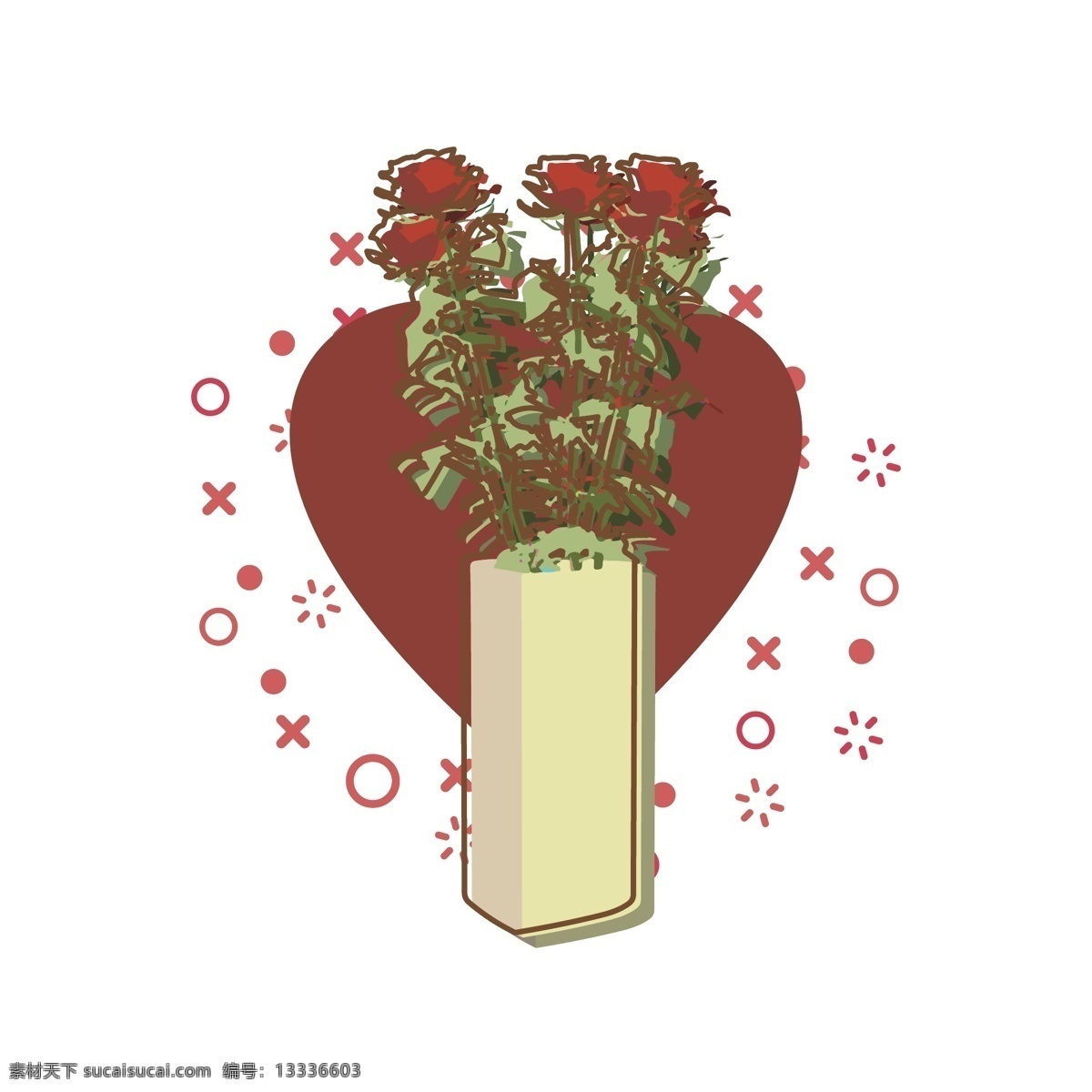 简约 扁平 mbe 七夕 情人节 玫瑰 花朵 花卉 元素 花束 鲜花 七夕节 中国情人节