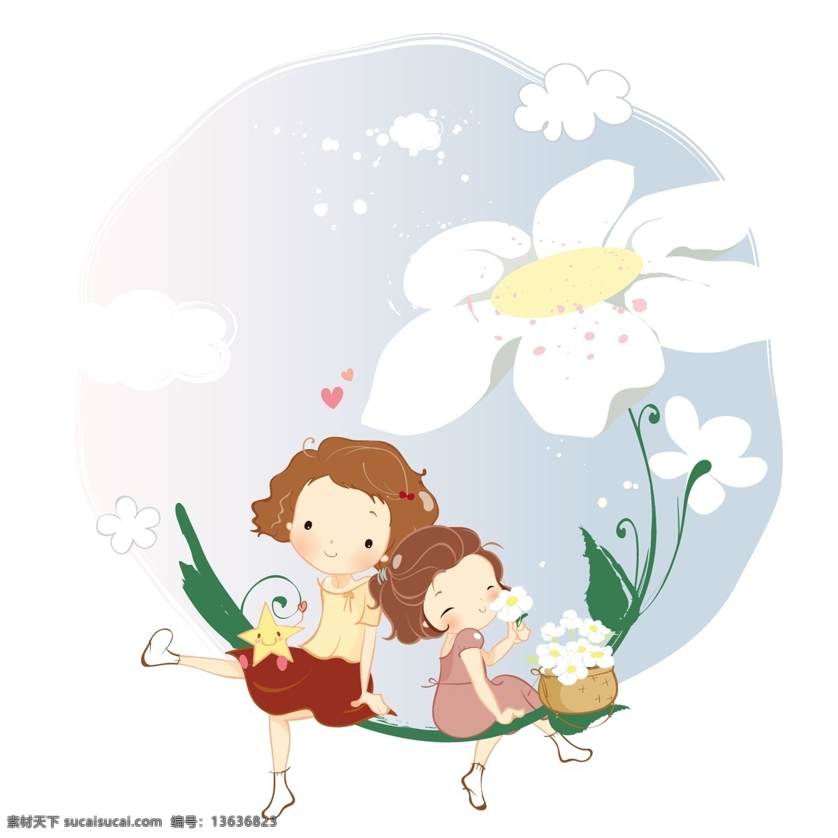 花仙子 鲜花 女孩 孩子 学习 绿草地 学生 儿童 儿童乐园 卡通 卡通乐园 儿童绘画 卡通插画 卡通人物 卡通形象 铅笔画 梦想天空 铅笔彩色画 幼儿绘画 儿童世界 卡通设计 矢量