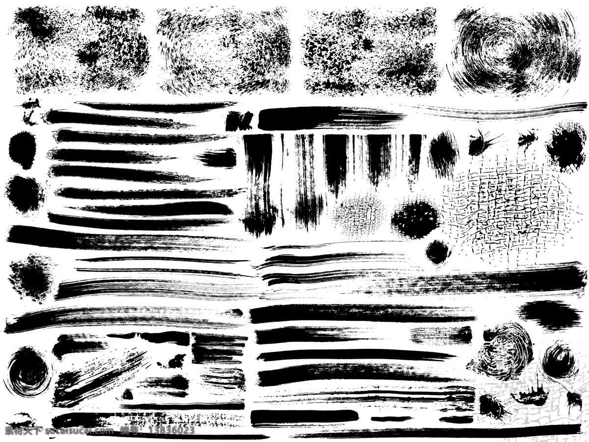 各种笔刷 笔刷 印章 中国风 毛笔字 画笔 分层