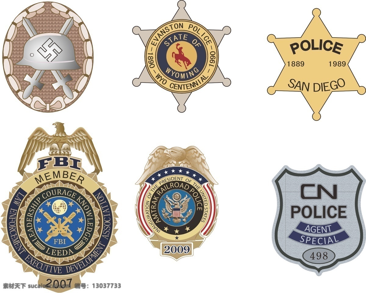 外国警徽 外国 警徽 fbi 徽章 法西斯 美国 标识标志图标 标志小集 矢量图库