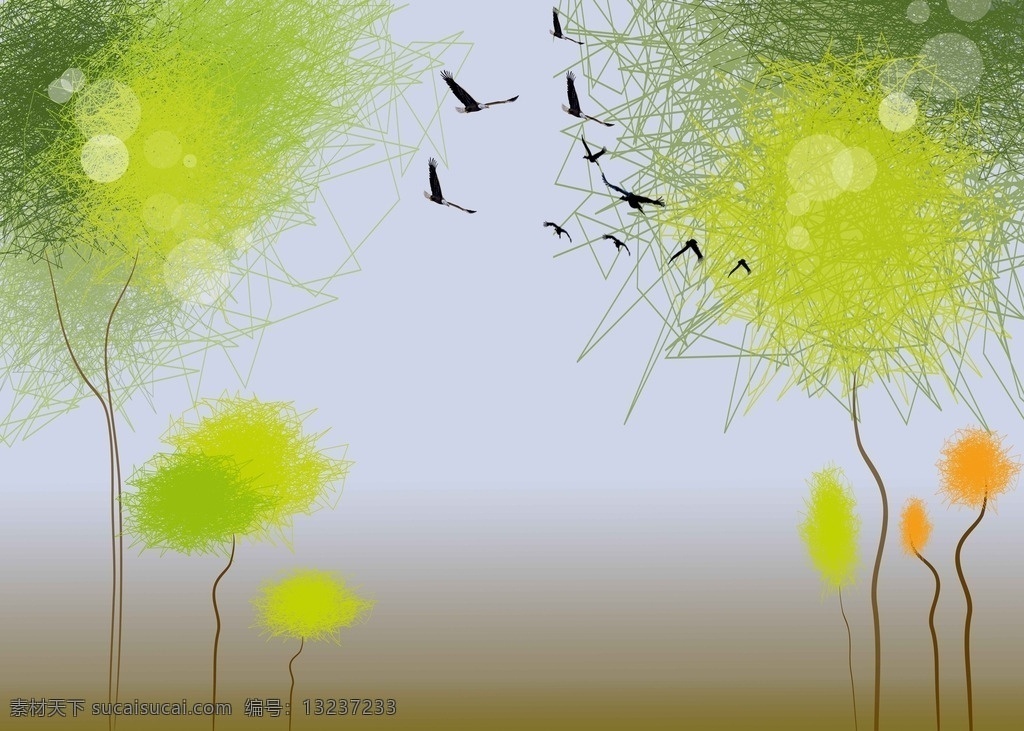 3d 现代 简洁 抽象 树 现代简约 抽象树 抽象背景 抽象背景墙 简约抽象 手绘树 简约树 简约背景 大雁 雁群 阳光树 绿色树 电视背景墙 分层